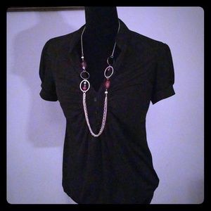 Speechless short sleeve black blouse